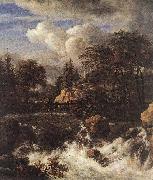 RUISDAEL, Jacob Isaackszon van Waterfall by a Church af oil painting picture wholesale